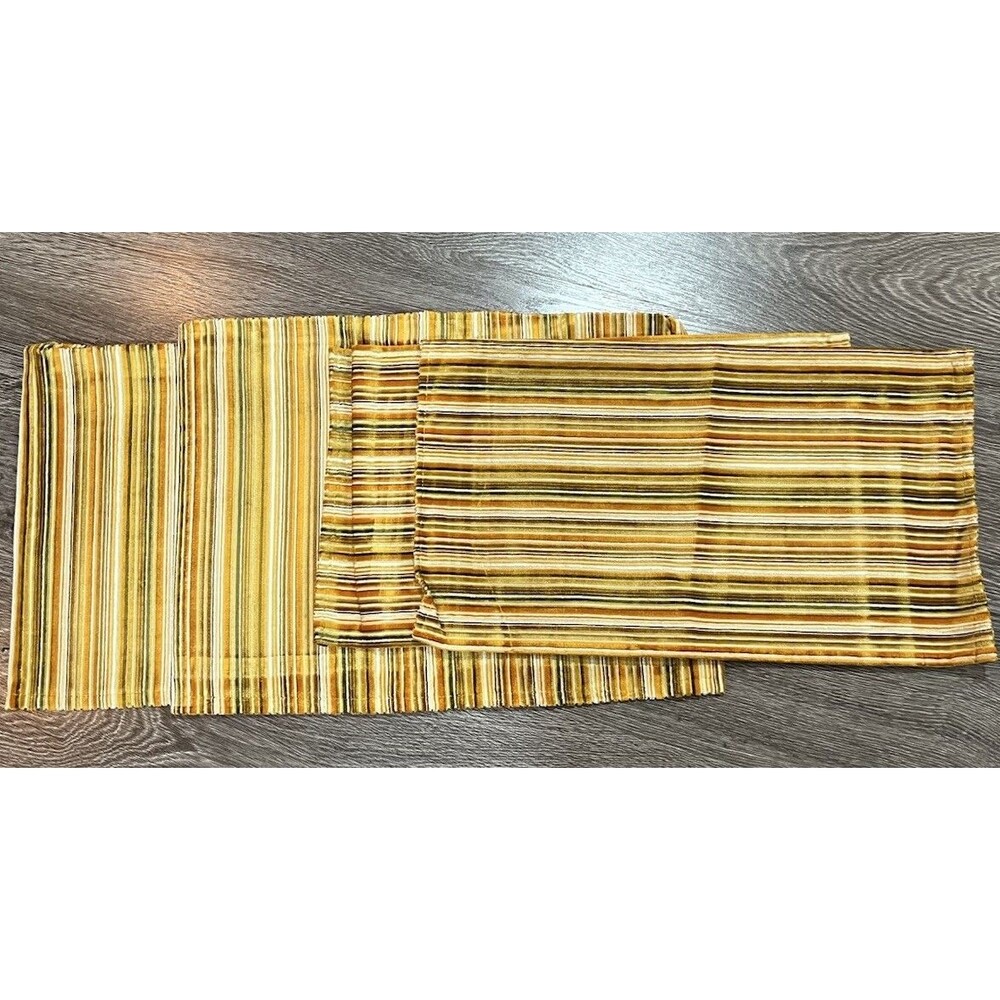 Collins & Aikman Striped Upholstery Fabric Remnants Gold Olive Velvet E